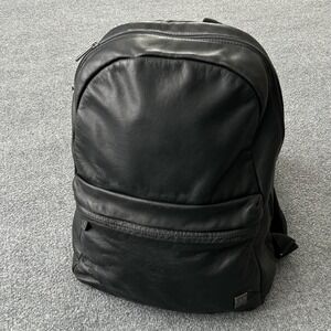 KNOMO Backpack Black 18" Leather Soft Case Mens Travel Laptop Daypack Bag